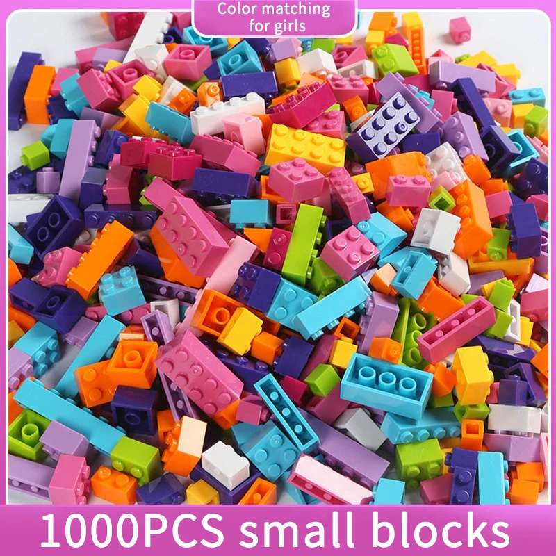 1000 stücke Kleine Partikel Groß Bausteine DIY Puzzle Montage Bausteine Rosa Serie kinder Jungen und