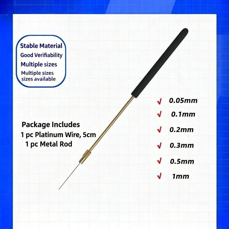 Pt Wire & Pt Rod Electrode, Flame Test, 0.1/0.2/0.3/0.5/1mm, Electrophoresis Cell Electrolysis Anode for Chemistry Experiment