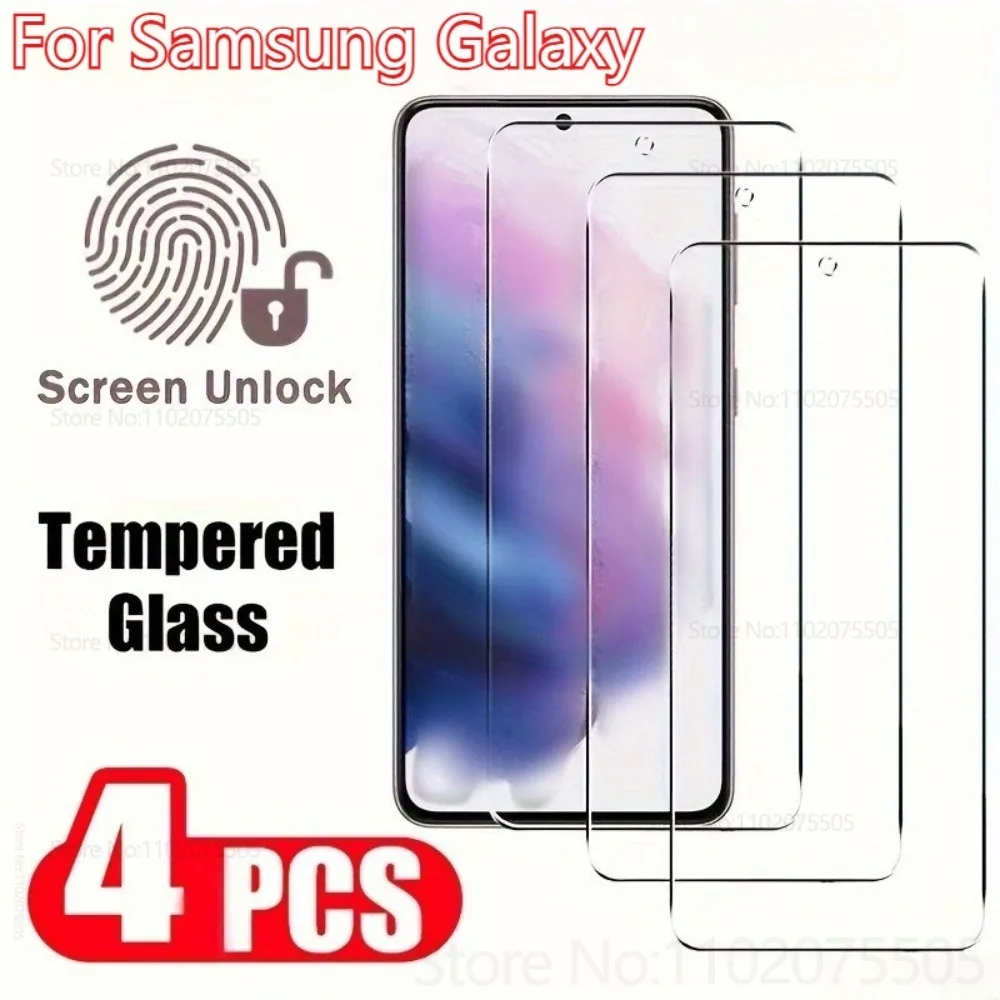 

4 упаковки закаленного стекла HD с полным покрытием для Samsung Galaxy S24 Ultra S25 Ultra S24 FE Защитные пленки для экрана Samsung S25 Plus