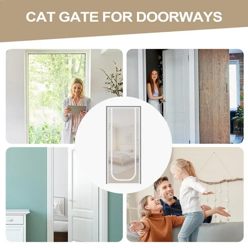 

Cat Mesh Screen Door With Double Zipper Scratch-resistant Anti-cat Door Curtain Keep Pet Indoor And Allow Fresh Air To Circulate