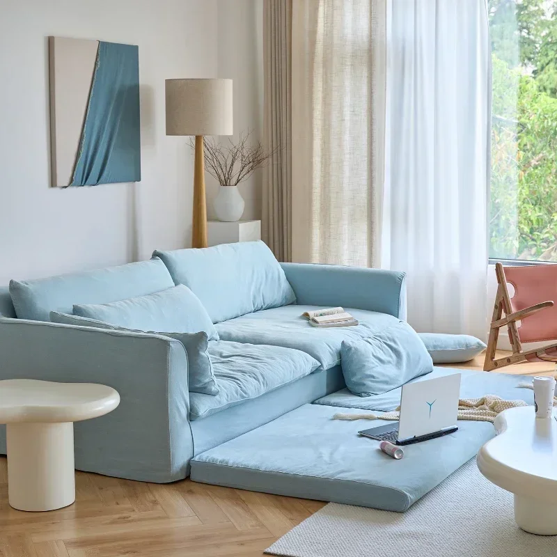 POZON Park Zhuo/Hyacinth Denim Wabi Sabi Wind Fabric Cotton and Linen Sofa Hug Removable Linen Cream Wind