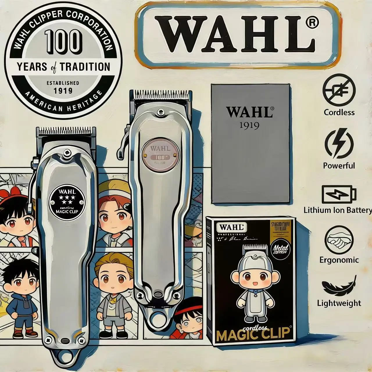 Wahl 5 Star 8148 Magic Clip Gold Cordless Professional Legend Senior Hair Clipper With Charger Stand Base For Barbers and Stylis