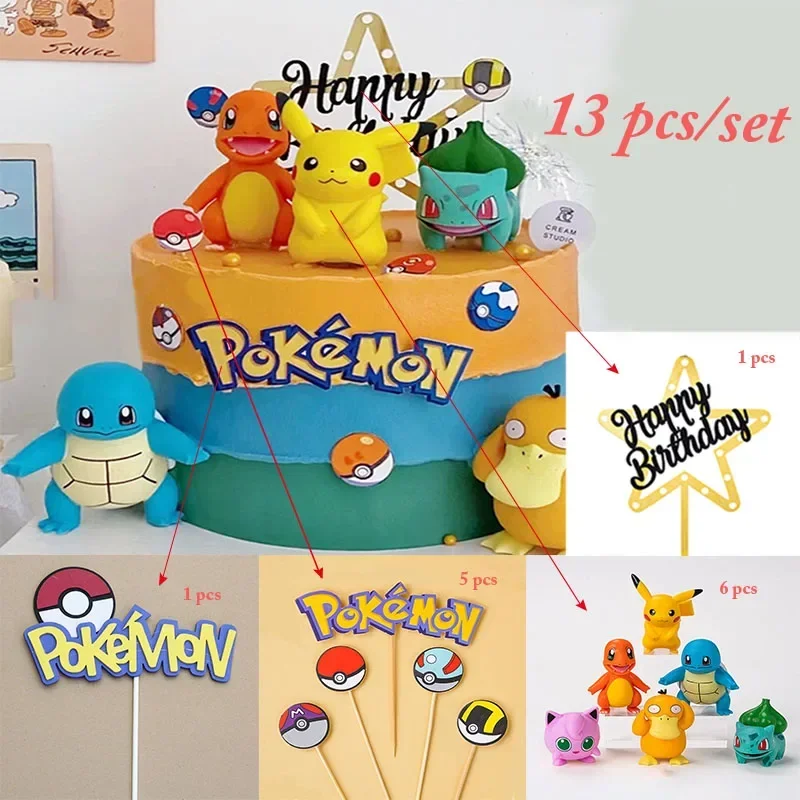 Pikachu Kaars Taart Anime Figuur Pikachu Nummer 0-9 Verjaardagstaart Kaars Kids Baby Douche Taart Topper Decoratie Benodigdheden - afbeelding 1