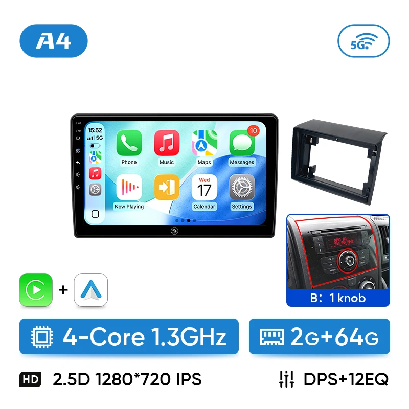 Ainavi Autoradio Voor Fiat Ducato Citroen Jumper Peugeot Boxer 2006-2024 Draadloze Carplay Android Auto Multimedia DSP BT 2Din