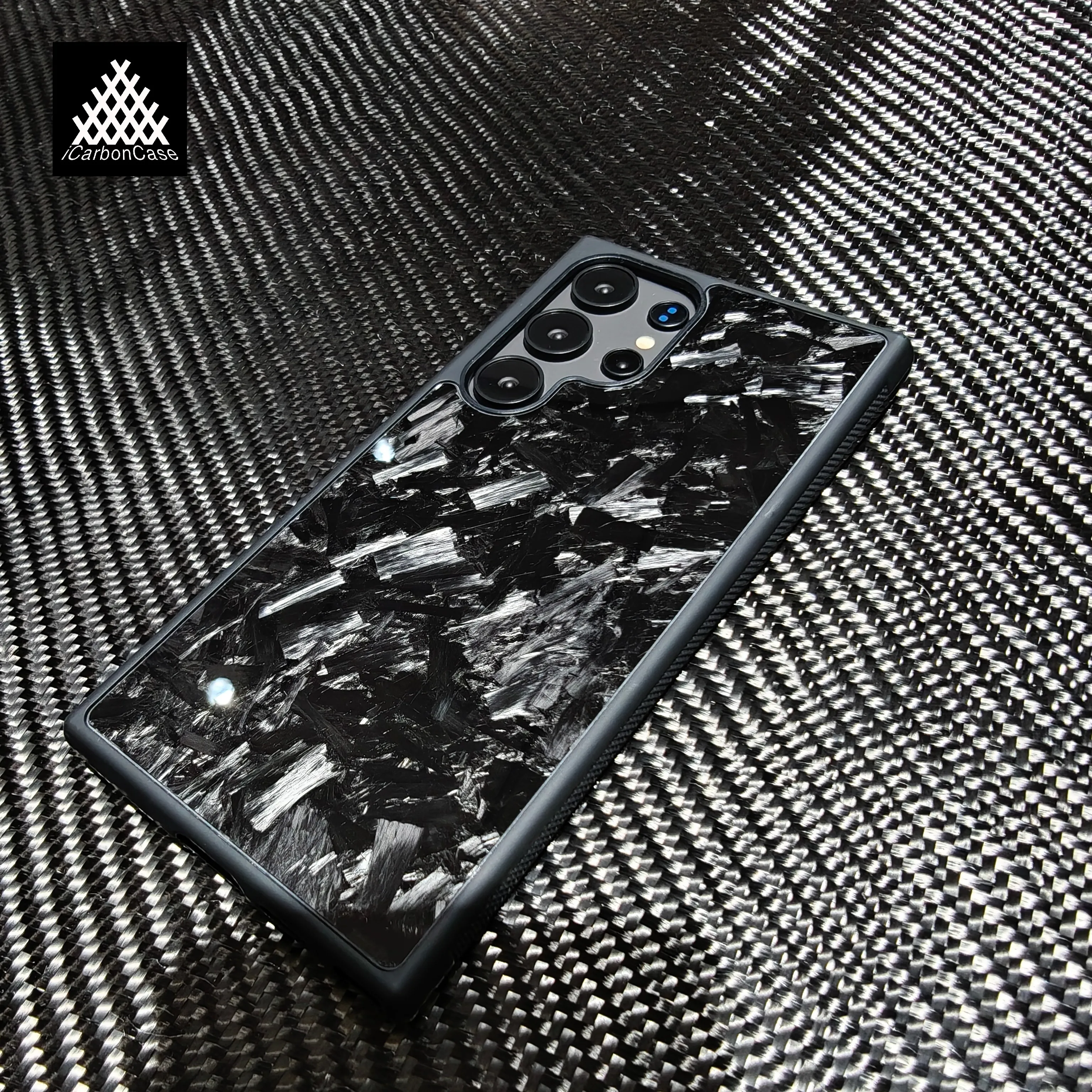 

Big Black Forged Carbon Fiber Wireless Charging Case with MagSafe For Samsung Galaxy S22+ S23+ S24+ S25+ S22 S23 S24 S25 Ultra