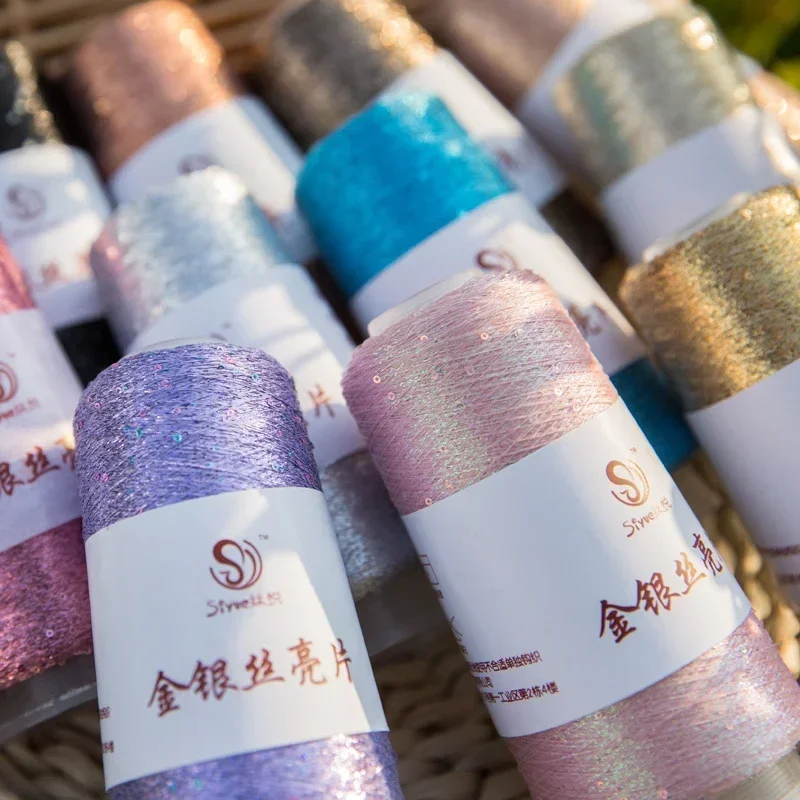 Lurex Sequined Companion Glitter Yarn Golden Thread for Knitting Crochet Metallic Thread for Crochet Knitting Freeshipping