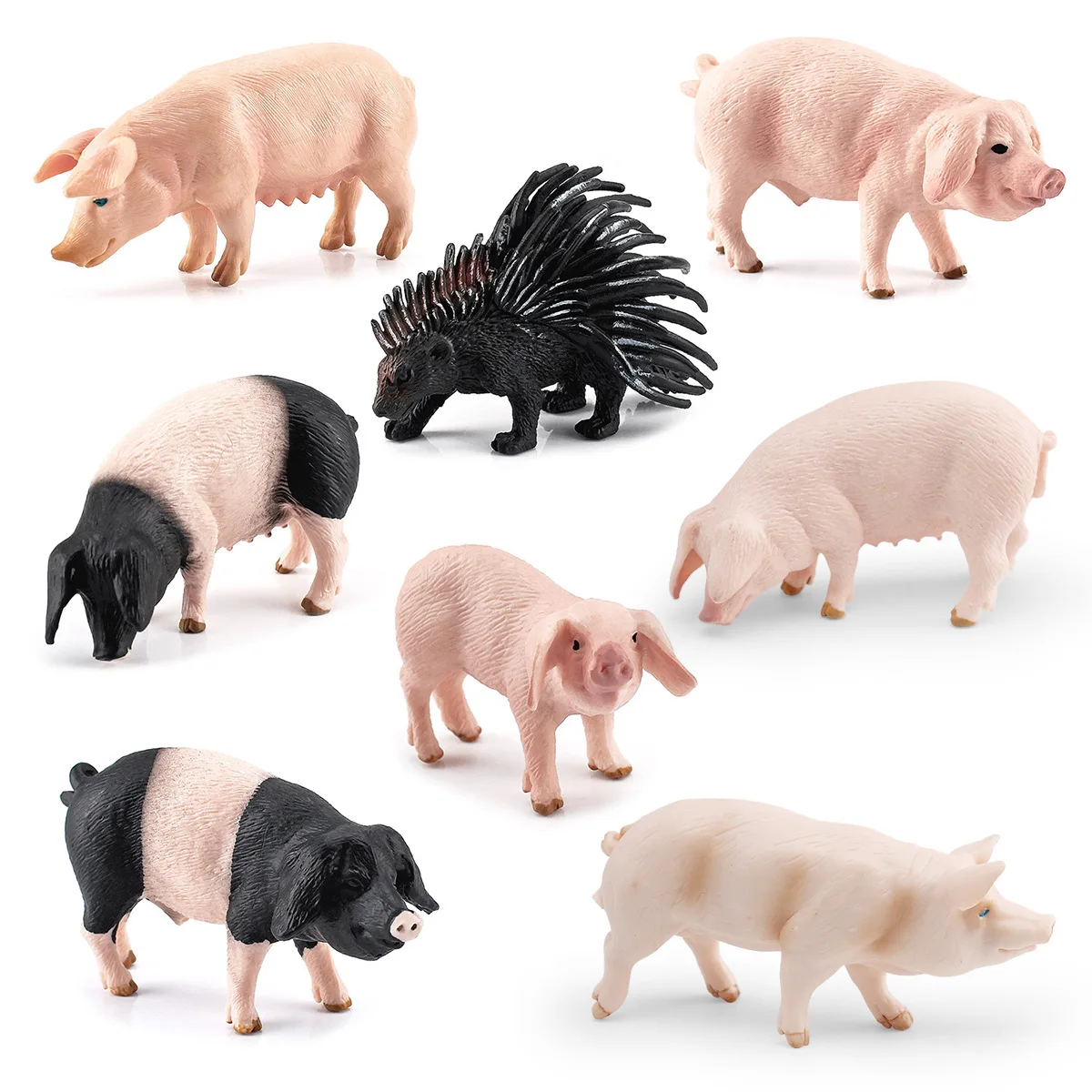 Mini Pig Farm Animal Model Domestic Sow Lop-Eared Pig Porcupine Static Figure Miniature Farm Scene Decoration Desktop Craft