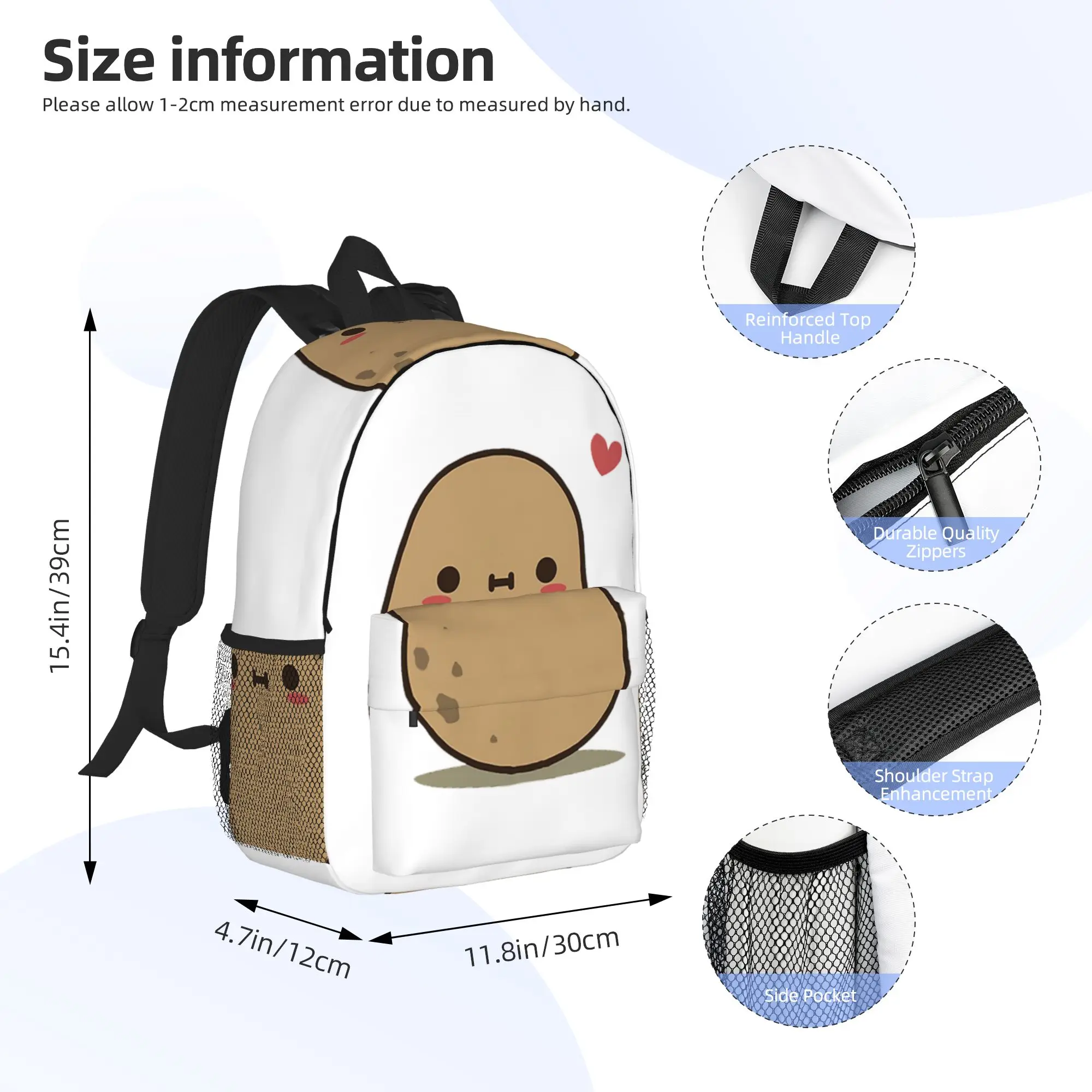 Cute Potato in love  Backpack Hot Sale Daypack Large Capacity Boys Girls BookBag Shoulder Bags for Men Women School Bag