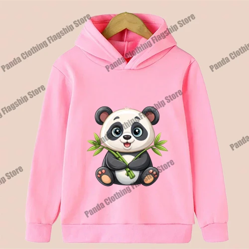 

Panda and lion pattern children's hoodie, long-sleeved, warm, classic, simple, everyday sports sweatshirt for boys and girls.
