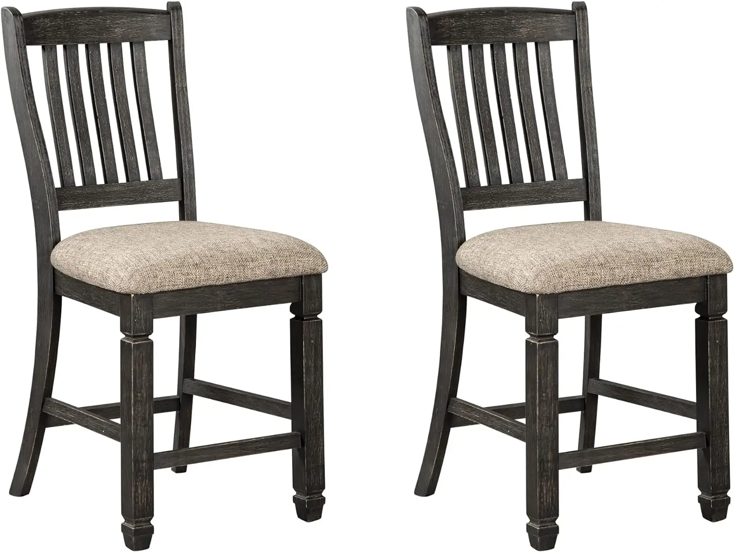 

Tyler Creek Farmhouse 24.38" Counter Height Upholstered Barstool, Set of 2, Almost Black