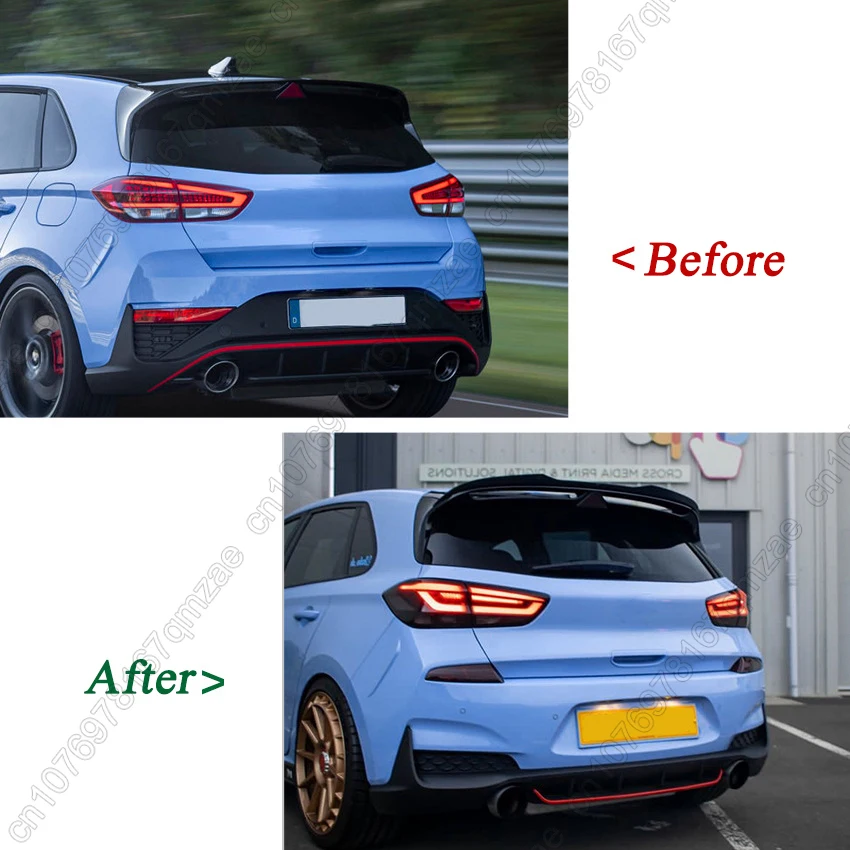 Car Rear Roof Trunk Spoiler Wing Body Kits Tuning For Hyundai I30N MK3 Hatchback 2017-2020 Black Rear Window Roof Spoiler Wings