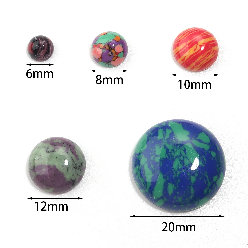 5-10pcs/lot 6-20mm Round Synthetic Turquoise Cabochon Beads Flat Back Cabochon Cameo Loose Beads For Jewelry Making Wholesale