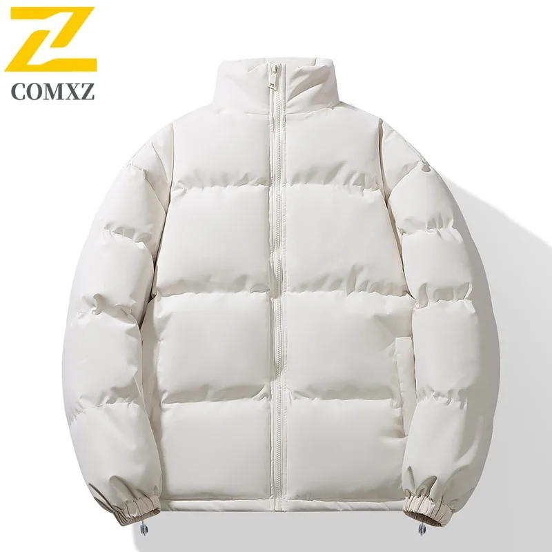 COMXZ الرجال سترة مبطنة بالقطن سميكة الدافئة يندبروف عادية في الهواء الطلق التزلج السفر الشتاء سترة التخييم الحد الأدنى معطف الحشو
