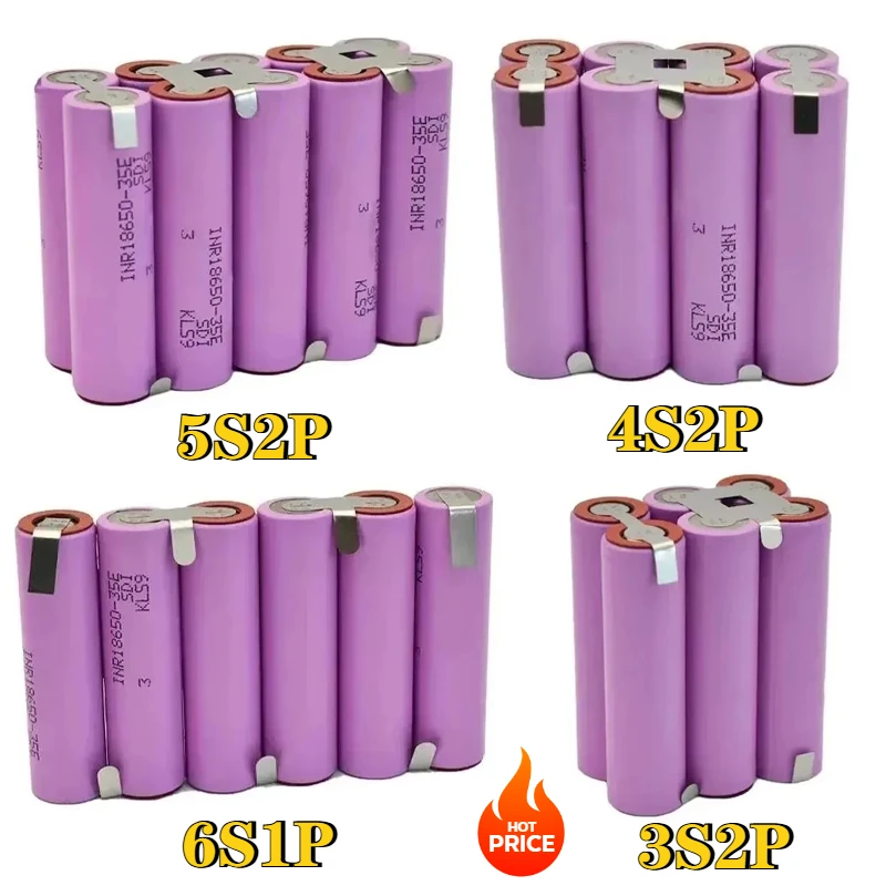 

Аккумулятор 16.8V INR18650 8.4V 3.7V 10.8V 18V 3S1P 3S2P 4S2P 4S1P 5S1P 5S2P 6S1P 35E 3500mAh, подходит для 18V аккумуляторных шуруповертов