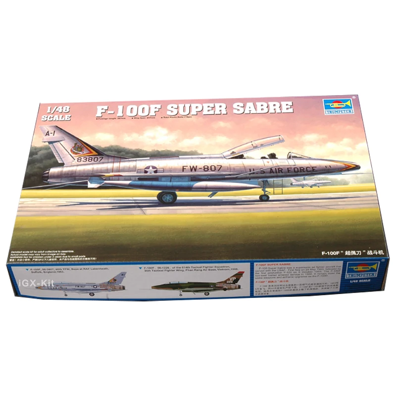 Trumpeter 02840 1/48 US F100F F-100F Super Sabre Fighter Aircraft Plane Plastic Assembly Model Building Kit Military Toy Gift