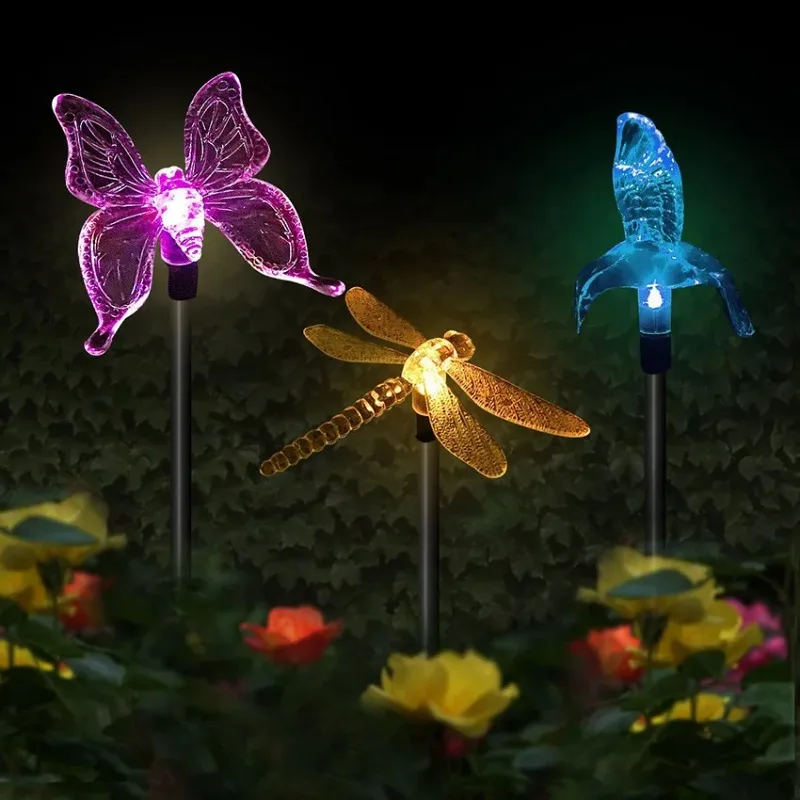 luz-solar-led-rgb-para-jardim-luminaria-noturna-a-prova-d'Agua-em-formato-de-borboleta-libelula-e-passaro-para-decoracao-de-caminhos-gramados-e-jardins