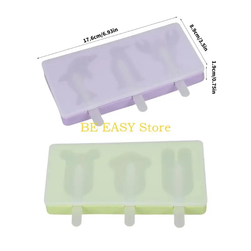 E28F Ice Lolly Molds 3 Cavities Silicone Ice Molds for Making Cakesicles,Cake
