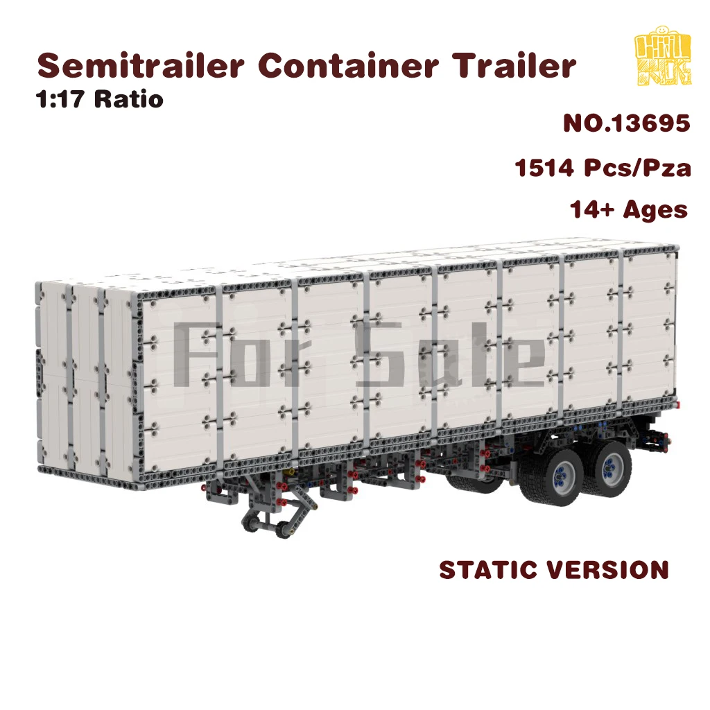 Moc-13695 Semitrailer Container Trailer 1:17 Ratio Model With PDF Drawings Building Blocks Bricks Toys Birthday Christmas Gifts