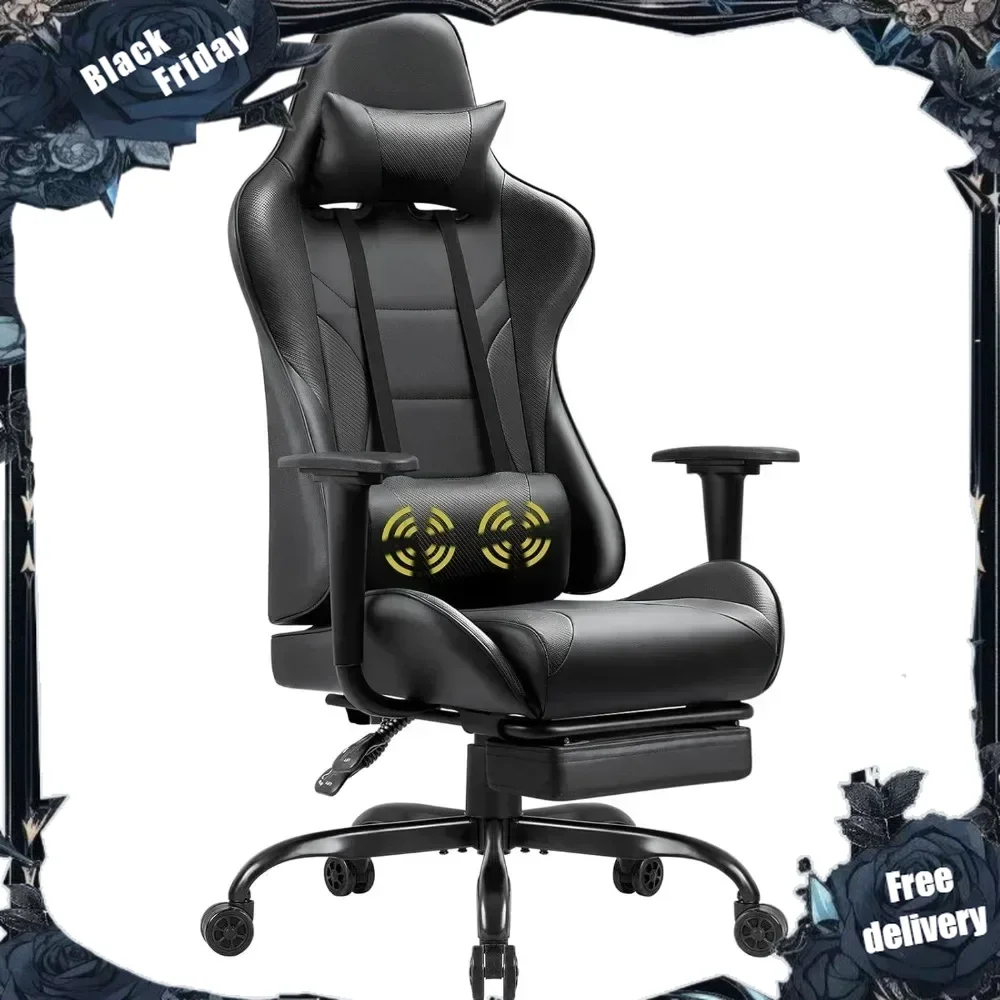 

Gaming Massage Computer Office Chair Ergonomic Desk Chair with Footrest Racing Executive Swivel Adjustable