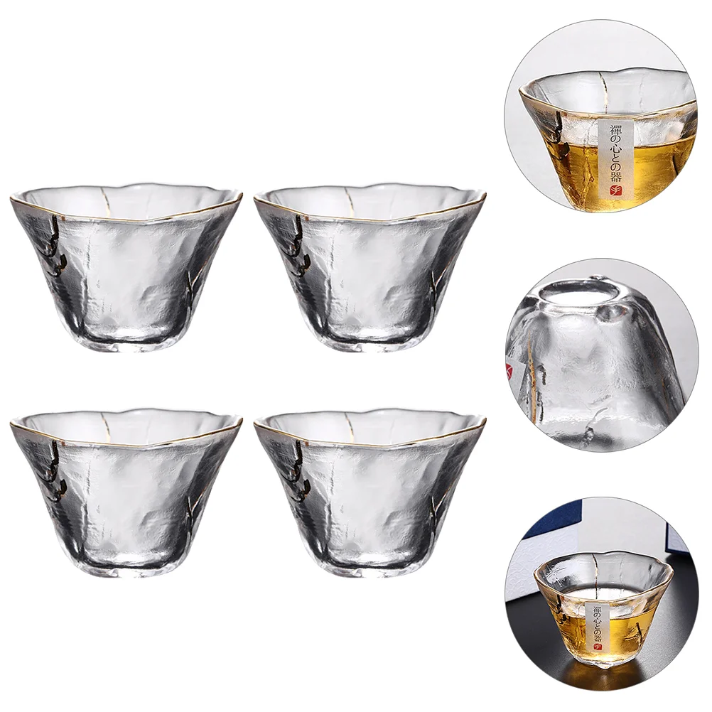 

4 Pcs Vintage Japanese Tea Cup Coffee Mug Sake Glasses Glassware Japanese-Style