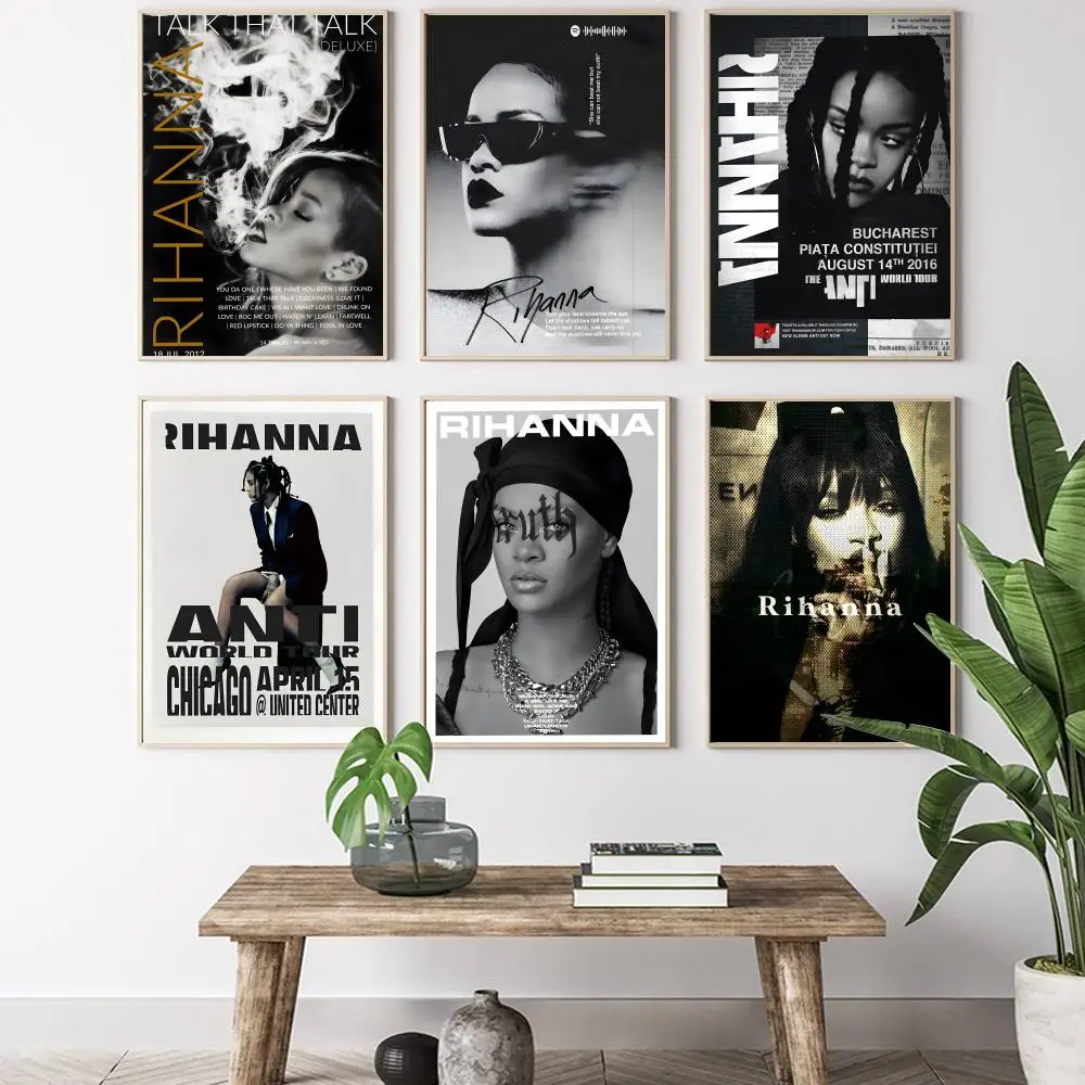 R-ريهانا المغني اللوحة الخط HD قماش المشارك غرفة المعيشة غرفة نوم بار الديكور الجمالي #2