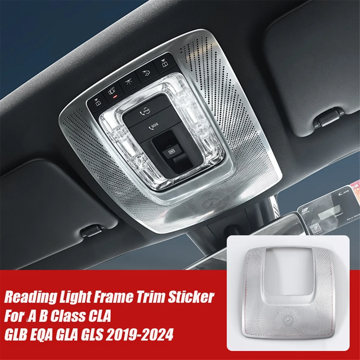 Car Interior Reading Light Frame Trim Sticker for Mercedes Benz A B Class CLA GLB EQA GLA GLS 2019-2024 Roof Lamp