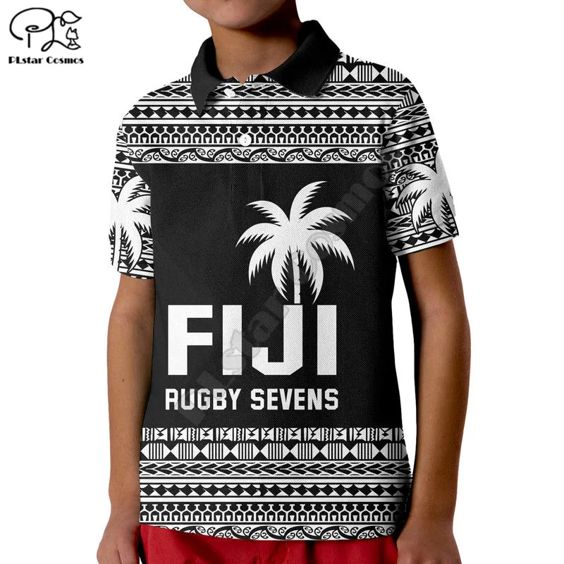 Fiji Rugby Sevens Kid Polo Shirt Simple Style 3D Printed Polo Shirts Boys and Girl Summer Tees Tops