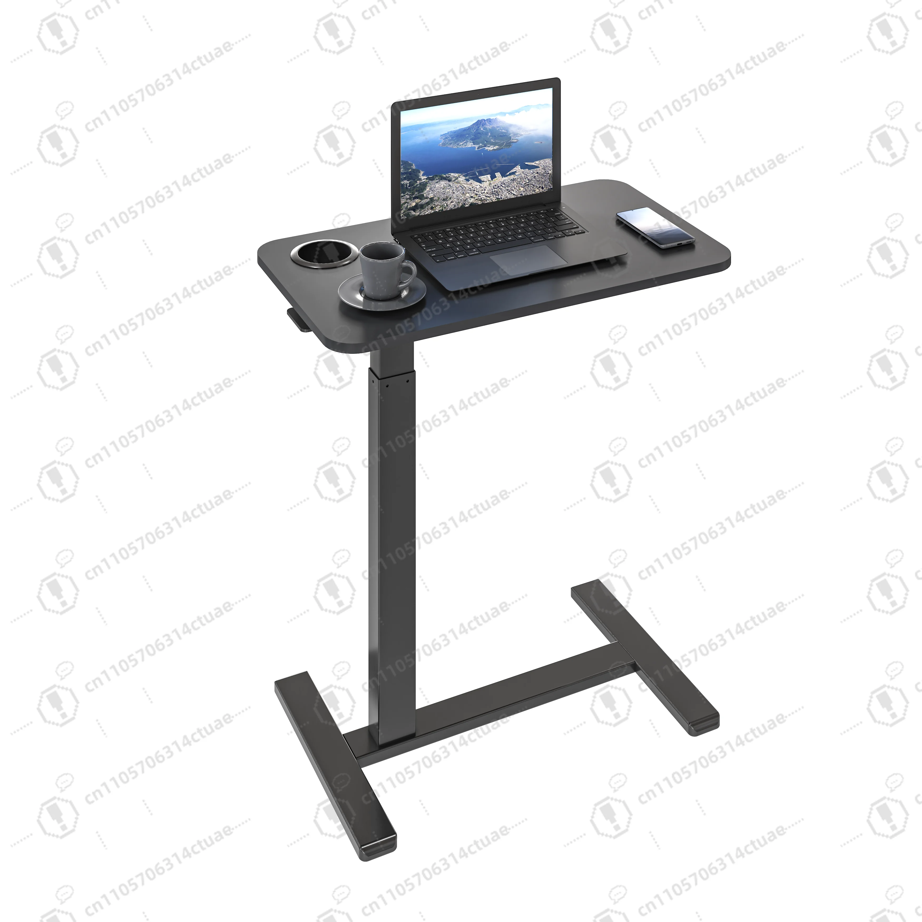 

Pneumatic Adjustable Foldable Rolling Nightstand, Mobile Bedside Table for Bedroom Living Room