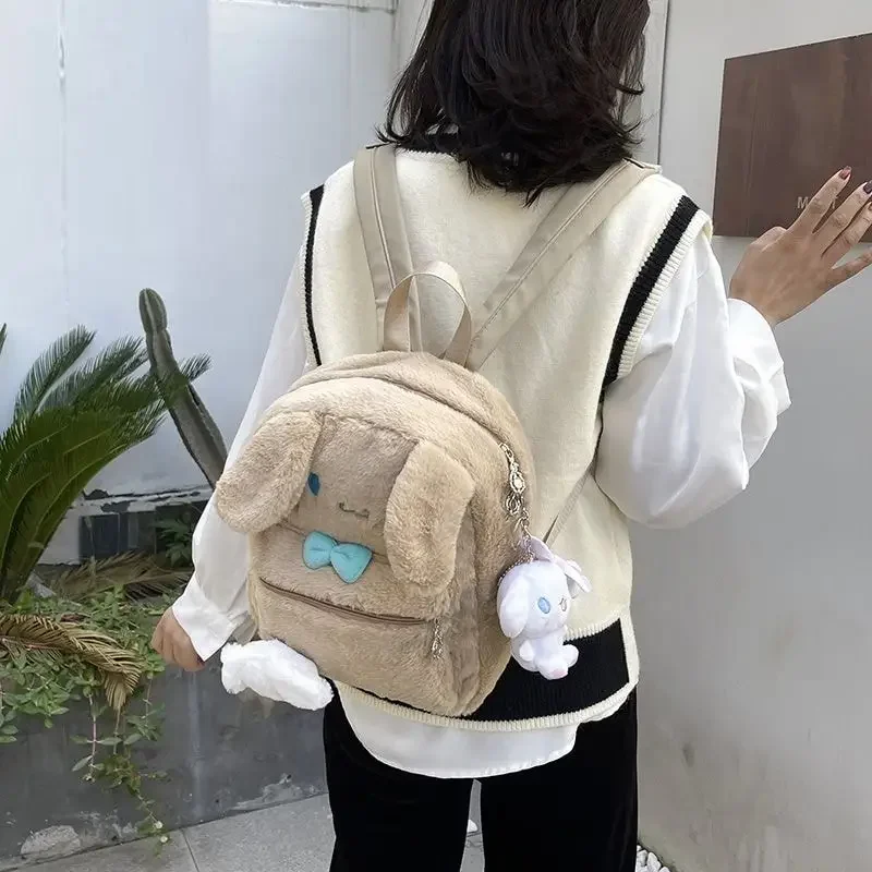 

Sanrioed Cinnamoroll Anime Cute Plush Backpack Schoolbags Student Cartoon Shoulder Bag Travel Organizer bag Gift for Friend