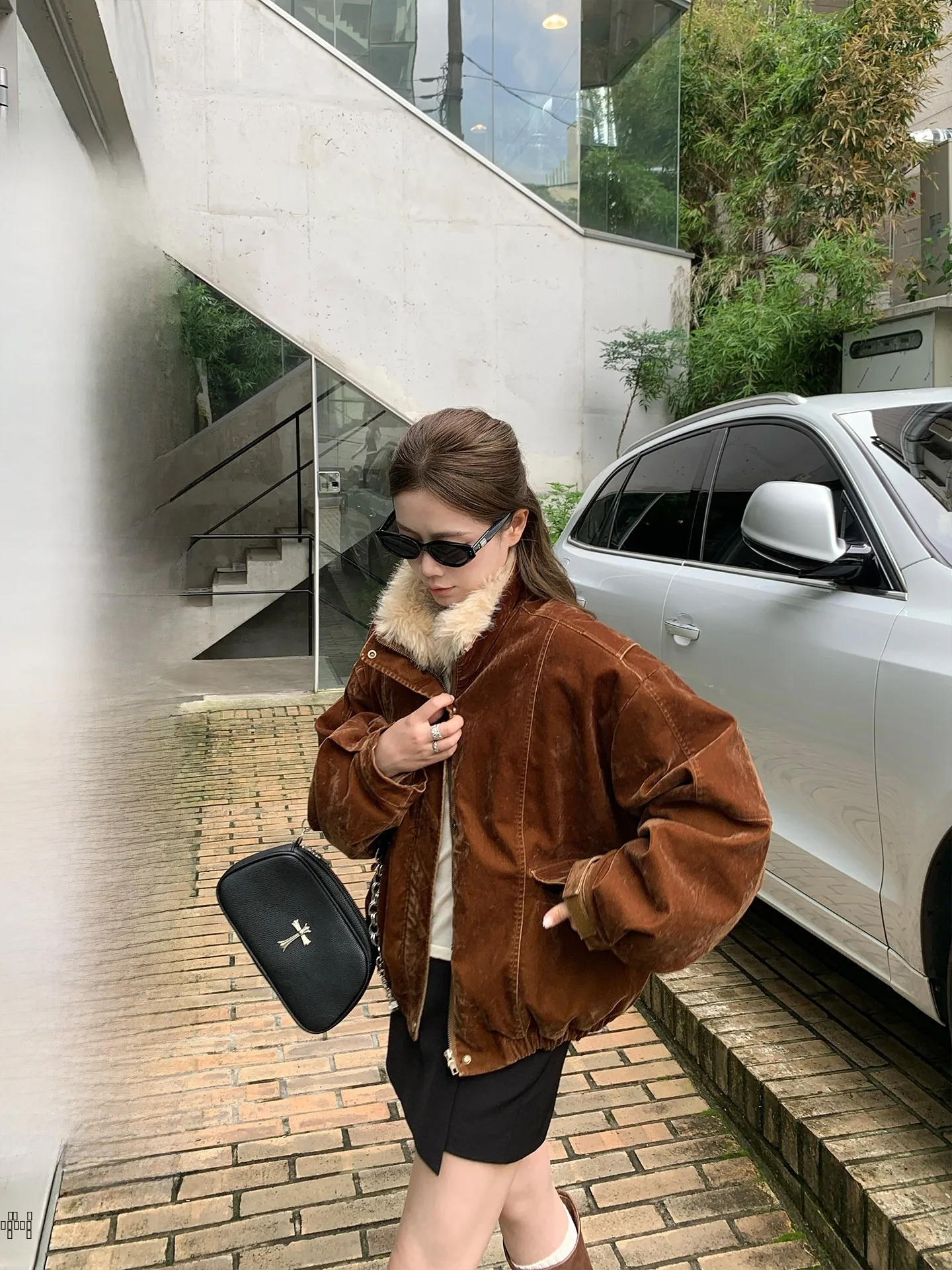 

Retro TeeH Women's Parka Sle down Jaet with Faux Fur Collar ort Bread Sle Thi Outerwear for Winter Straight Cut