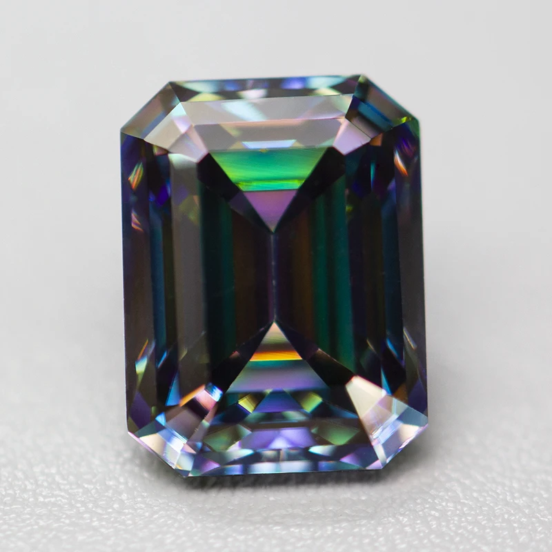 인증서가 포함된 레인보우 컬러 모이사나이트 스톤 에메랄드 컷 0.5-5.0ct GRA 보고서가 포함된 포지티브 패스 다이아몬드 테스터