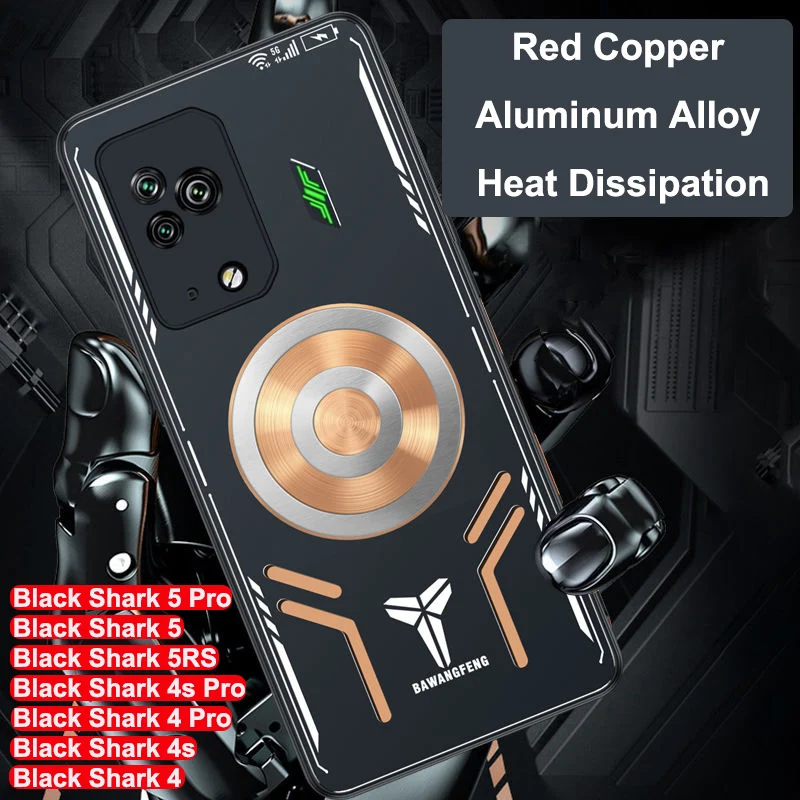 

For Black Shark 4s Pro Case BlackShark 5 Pro Copper Aluminum Heat Dissipation Case Black Shark 5 RS 4 Cooling Cover with Cooler