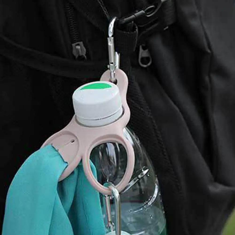 Silicone Bottle Buckle Compact Silicone Water Bottle Holder with Carabiner Portable Hanging Buckle for Drink Bottles 3 Holes