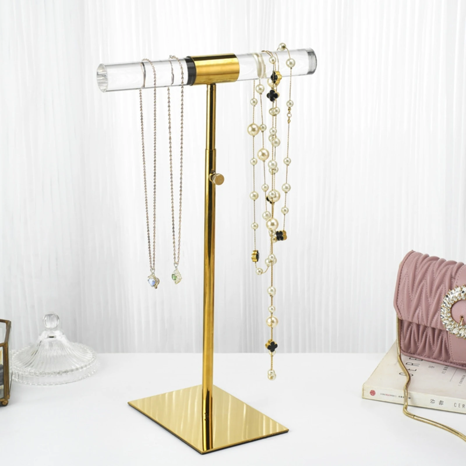 Floor Necklace Stand Adjustable Height Necklace Display Stand Jewelry Display Rack Metal Build Heavy Duty for Boutique Owners