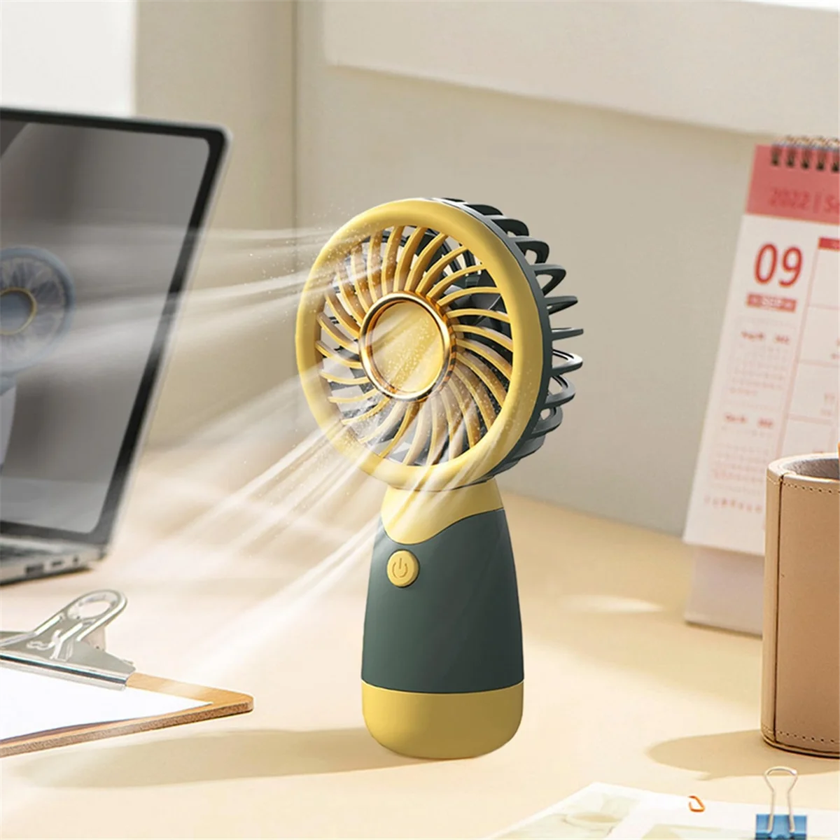 Handheld Fan Border Small Fan Handheld Pocket Mini Fan Portable USB Rechargeable Fan Gift Silent,B