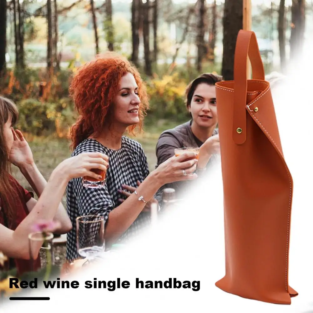 Wine Bag Stylish Fake Leather Wine Tote Carrier with Handle for Party Protective Bag for Wine Bottle Elegant Packaging Bag