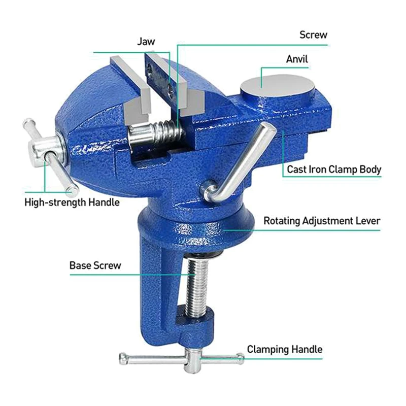 Bench Vice Machine Vise Clamp Full Metal Multifunction Woodworking Tools For DIY Table Use