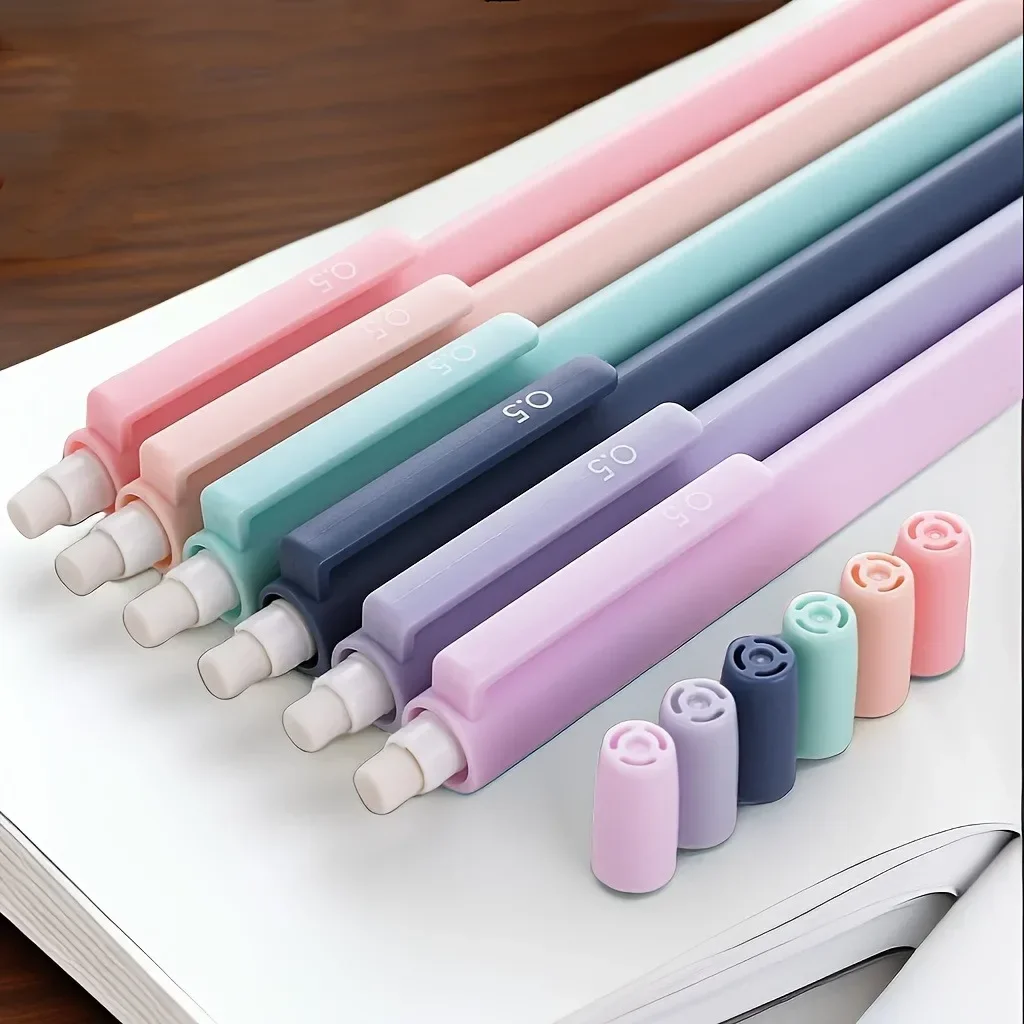 6pcs/set 0.5/0.7mm Fashion Macaron Mechanical Pencil Cute Student Automatic Pen for Kids Gift School Stationery Office Supplies