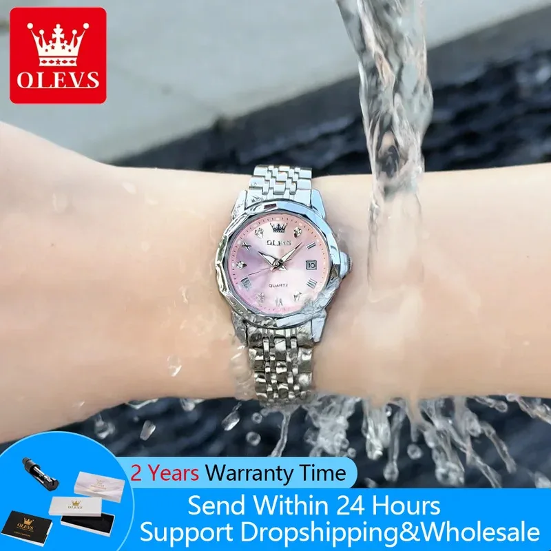 OLEVS 9931 New Lady  Watch Solid Steel Strap Elegant Rhombus Mirror Waterproof Luminous Quartz Watch Women