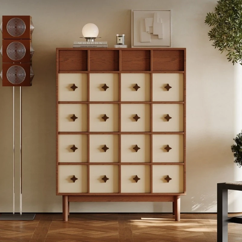 Dining side cabinet, living room integrated storage cabinet against the wall, solid wood storage side cabinet