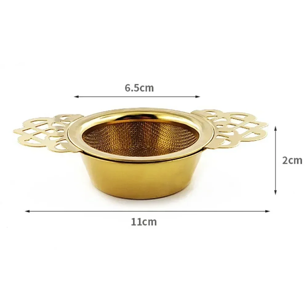 Double Ear Spice Infuser Filter Loose Leaf With Drip Bowl Tea Strainer Tea With Double Wing Handles Stainless Steel Kitchen Tool