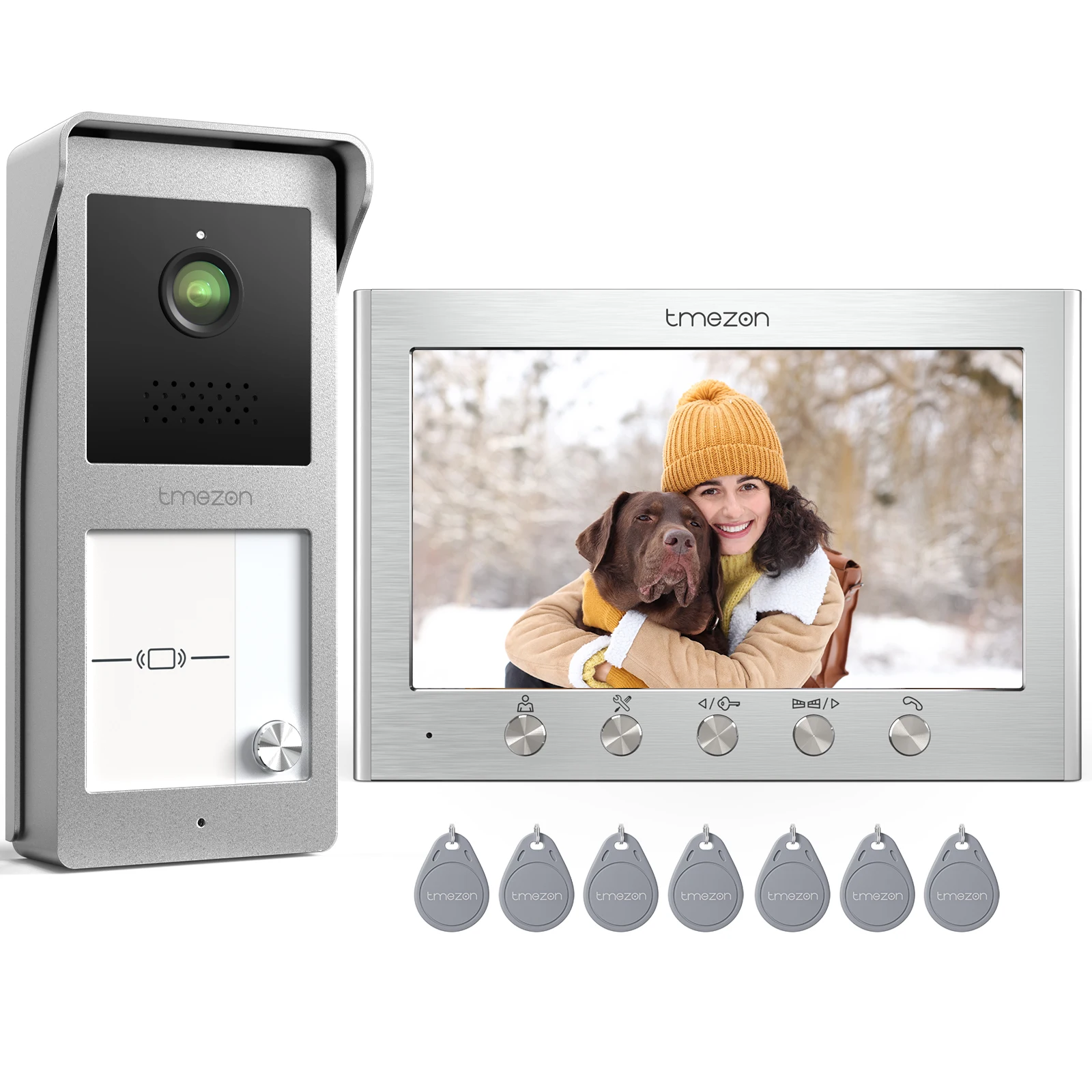 2-проводной видеодомофон, дверной звонок, домофонная система для домашней безопасности, 7-дюймовый монитор TMEZON с проводной звонком, RFID-карта/ночное видение