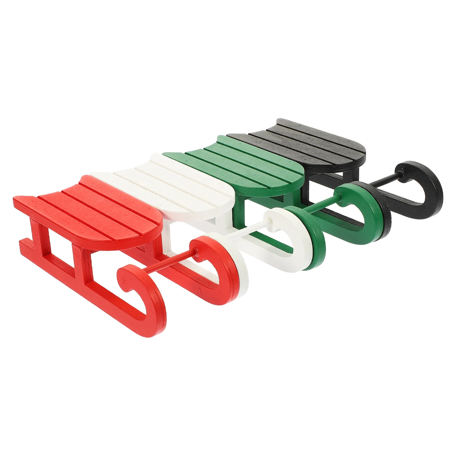 

4 Pcs Wooden Sled nament Christmas Sleigh Decor Desktop Adornment Xmas Gift Fine Craftsmanship Model Festive Atmosphere
