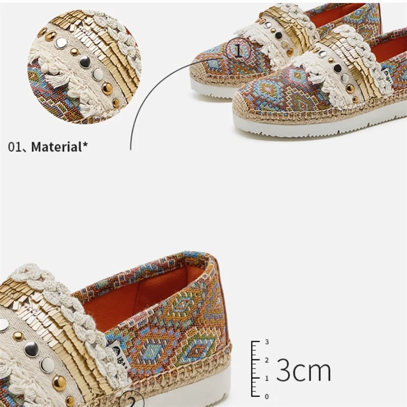 J & M-Espadrilles blanches Boho mocassins ronds Parker mocassins en caoutchouc à enfiler pour femmes, baskets décontractées pour filles