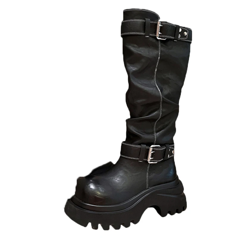 Long Boots for Women High Heels Fashion Dress Shoes Platform Knee High Winter Boots 2025 New Goth Designer Chelsea Botas Mujer