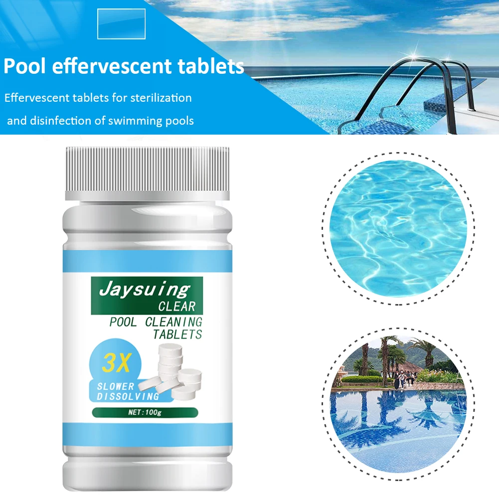 100pcs Swimming Pool Effervescent Chlorine Tablets Pills Aquarium Cleaning Tool