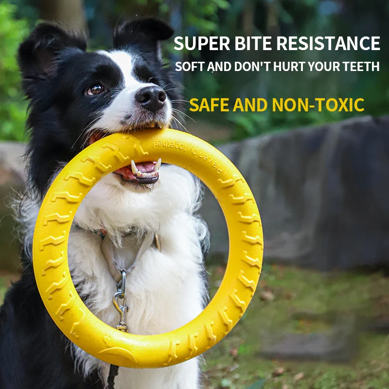 Dog Toys Pet Flying Disk Training Ring Puller Anti-Bite Floating Interactive Supplies Dog Toys Aggressive Chewing