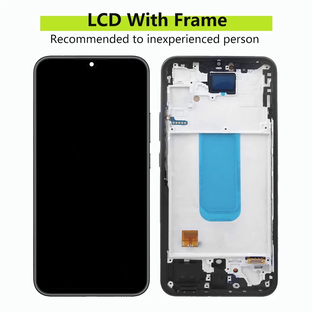 AMOLED A34 5G LCD Display Screen For Samsung Galaxy A34 A346E A346B LCD Display with Touch Screen Digitizer A34 5G with Frame