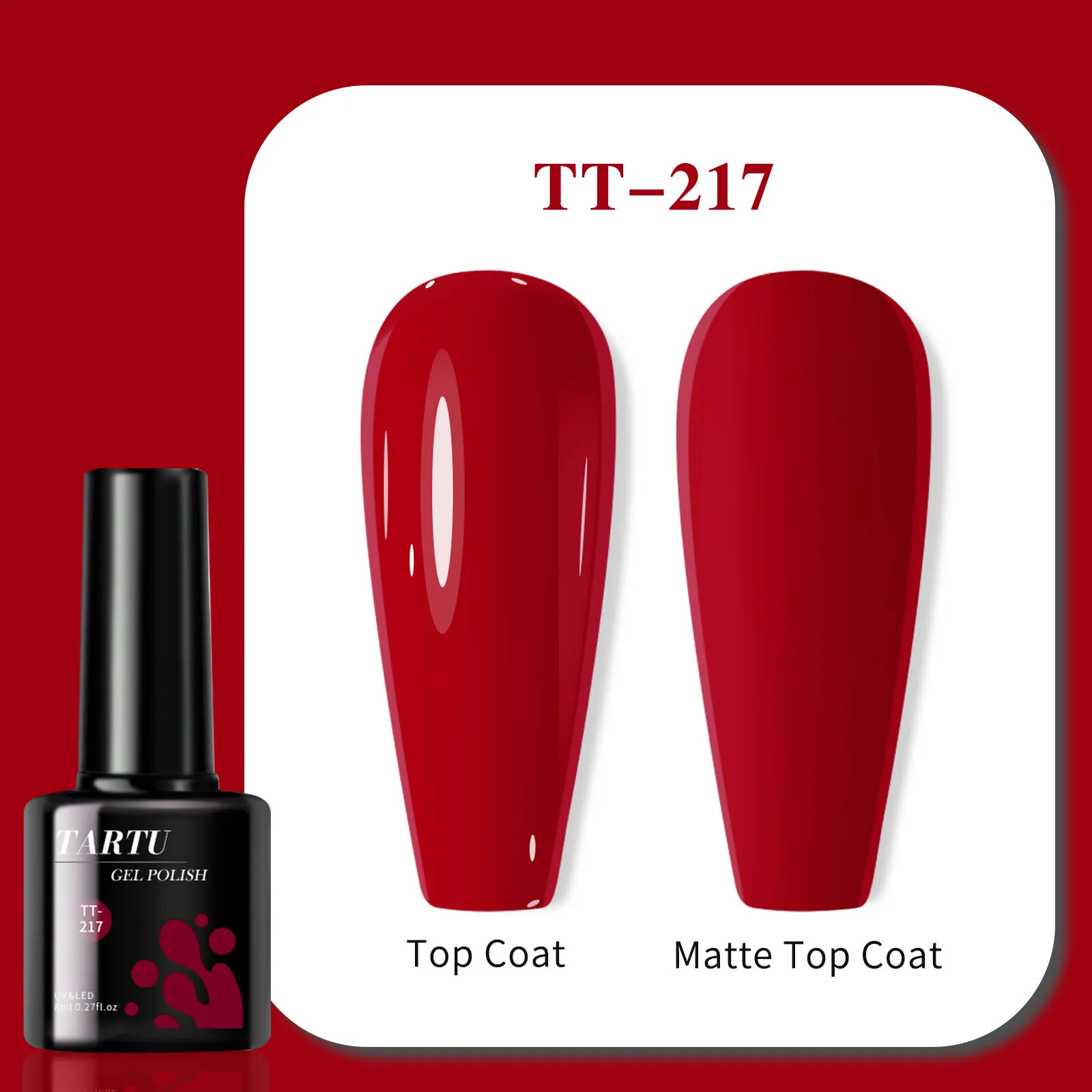 TARTU ยาทาเล็บเจลสีแดง 8 มล. กึ่งถาวร เหมาะสำหรับทำเล็บที่บ้าน DIY ของขวัญสำหรับเด็กผู้หญิง