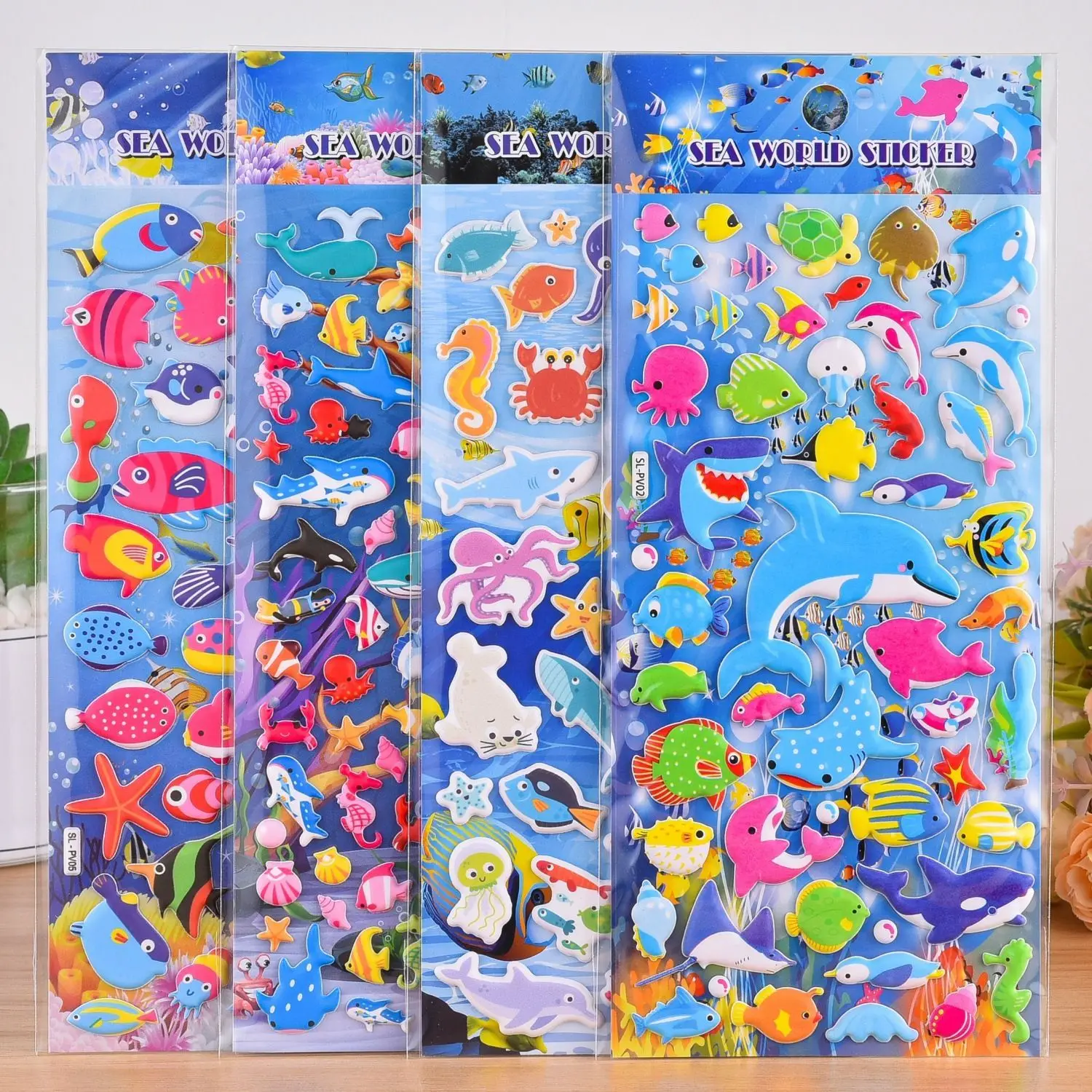 الكرتون المحيط الأسماك الصغيرة ثلاثية الأبعاد الإغاثة ملصق لطيف الحيوان منتفخ ملصقات مقاوم للماء كبسولة ملصقات سكرابوكينغ هدية ترويجية